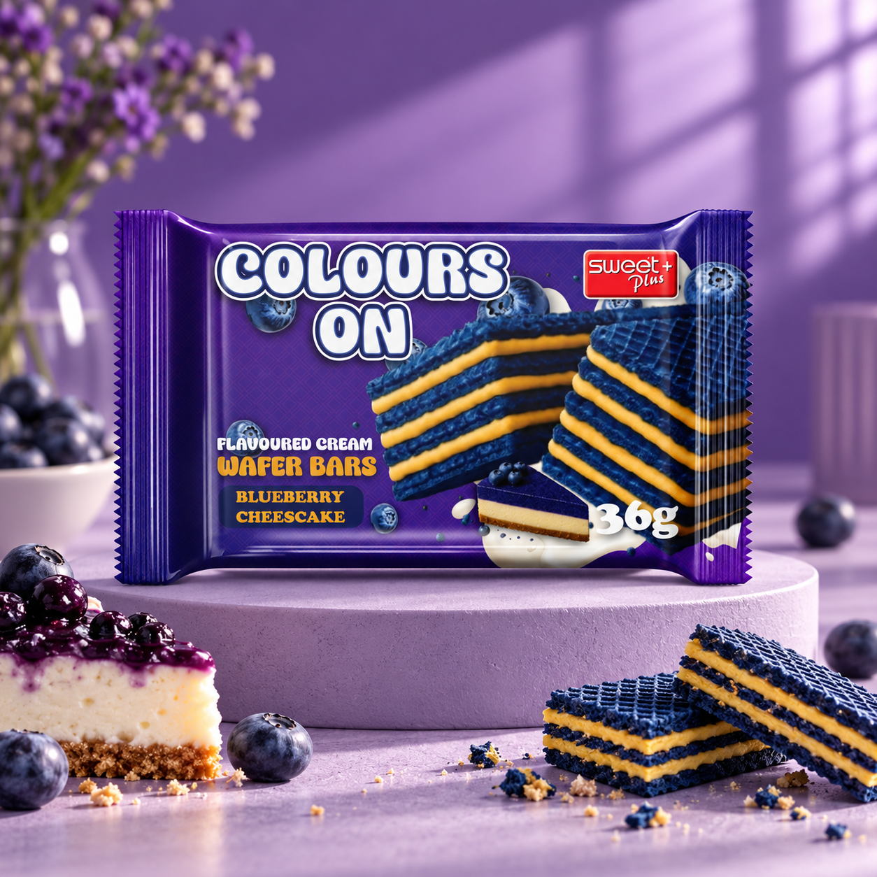 Colors On Blueberry Cheesecake wafer bar pack